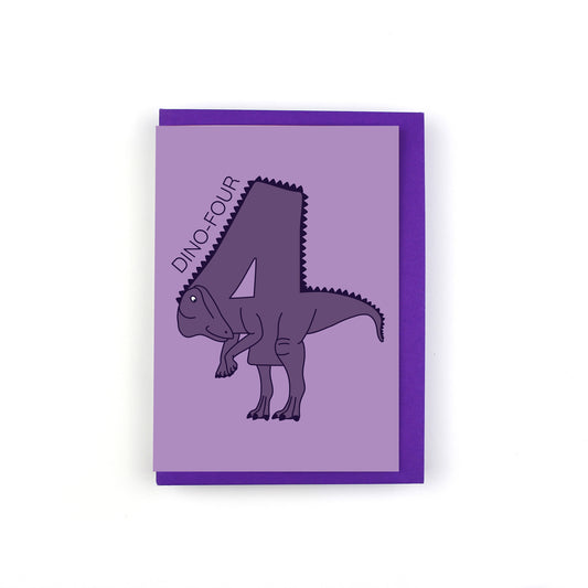 Dino-four Dinosaur Number Greeting Card