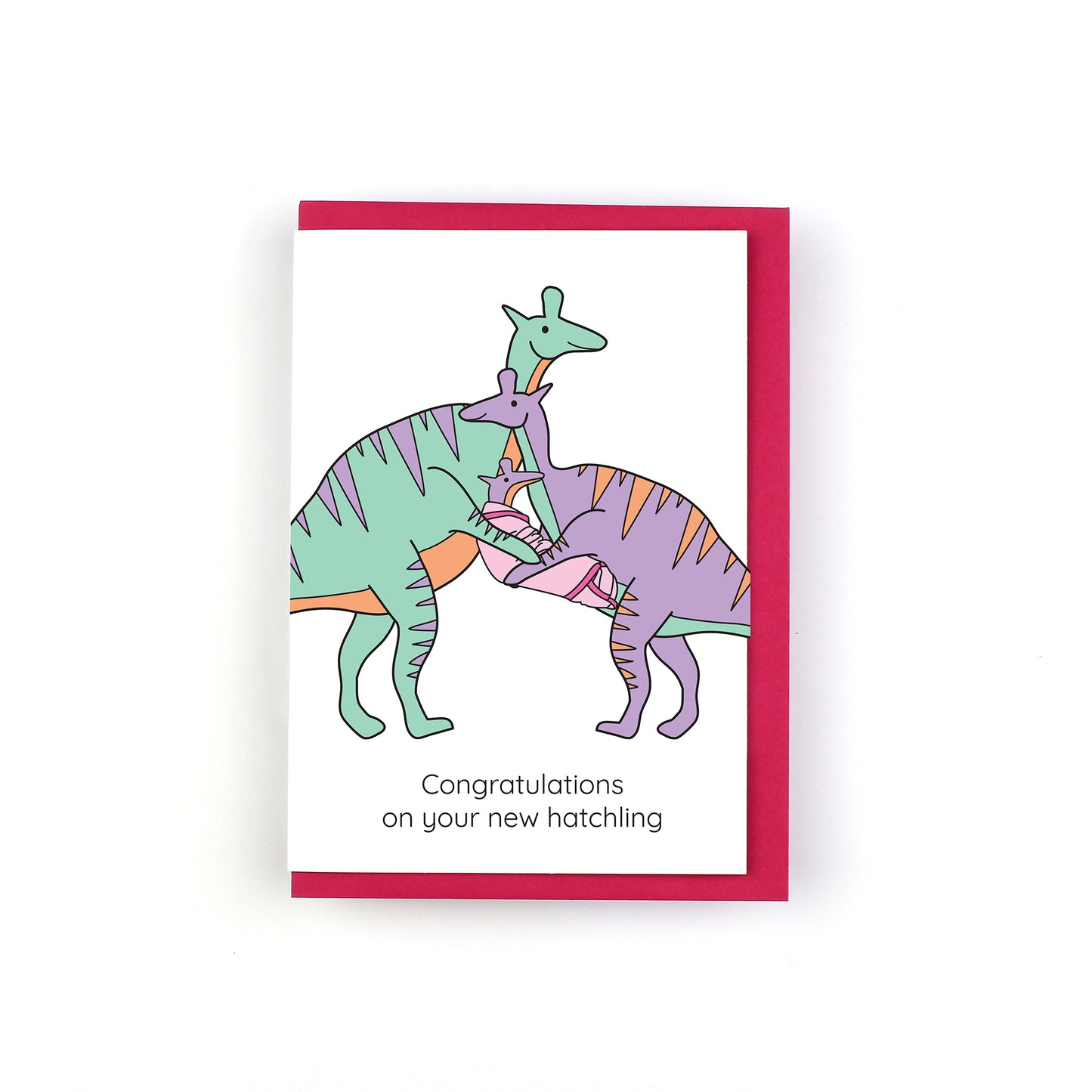 Congratulations On Your New Hatchling Dinosaur Greeting Card - More Colours Available