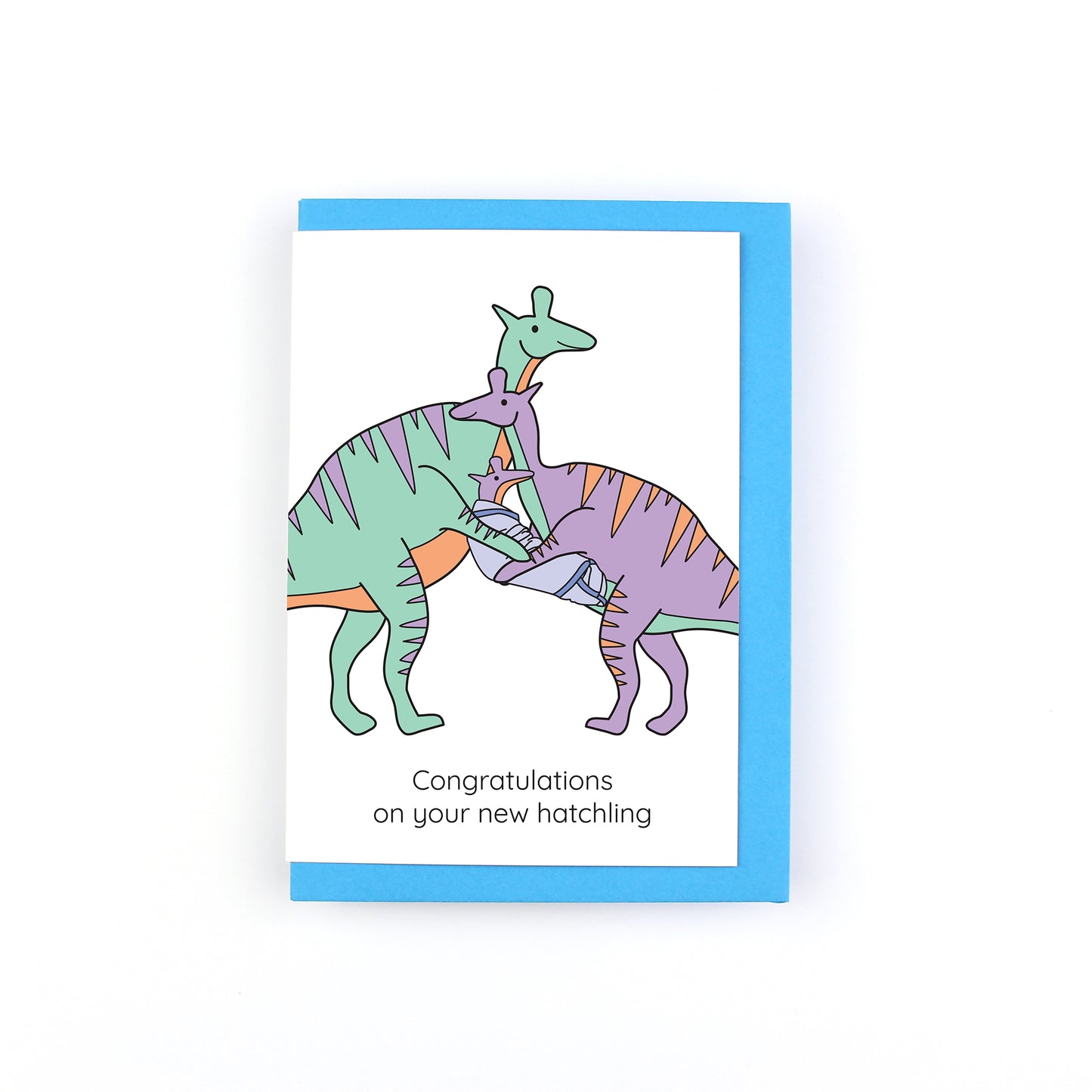 Congratulations On Your New Hatchling Dinosaur Greeting Card - More Colours Available