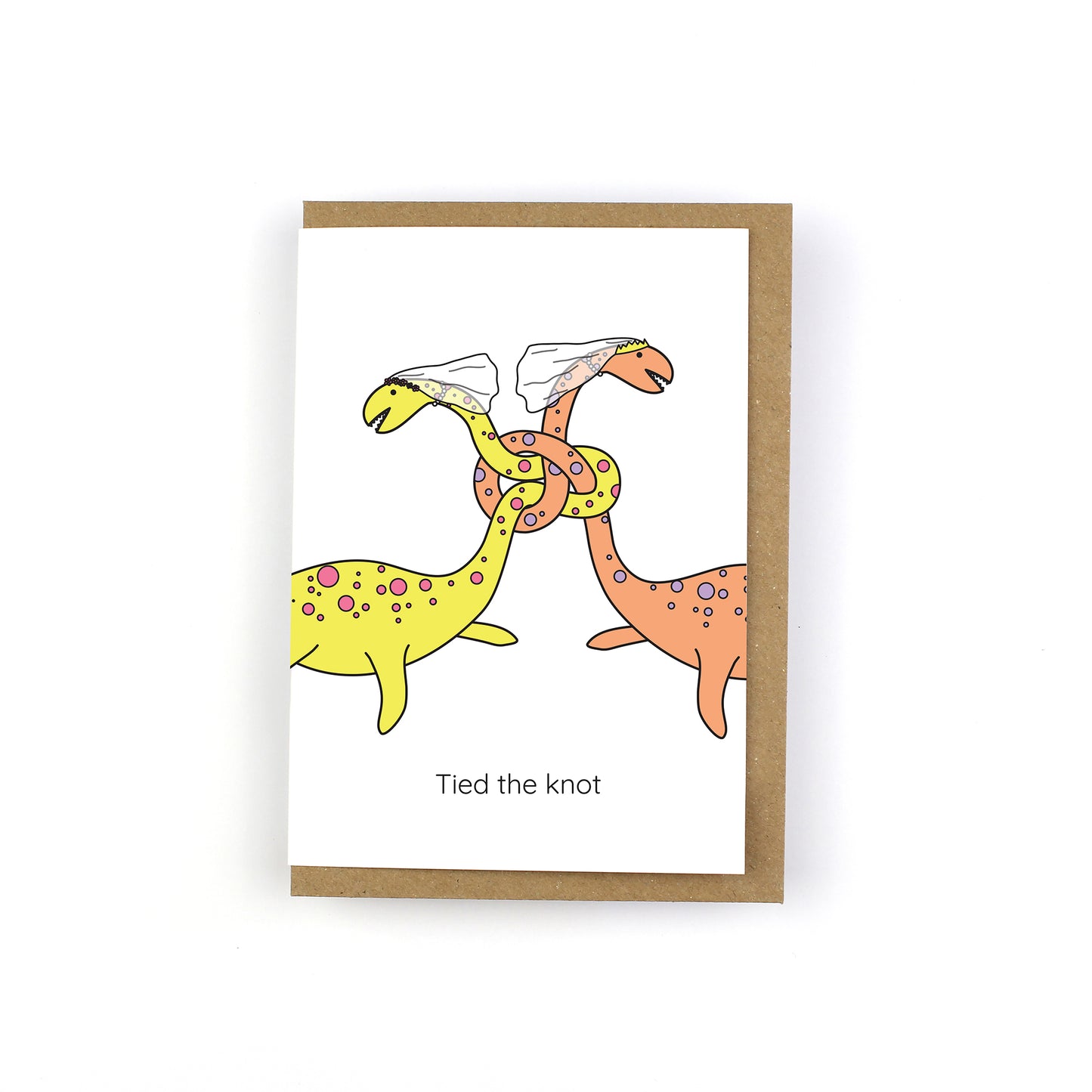 Tied The Knot Dinosaur Wedding Greeting Card - Same Sex - Bride/Bride