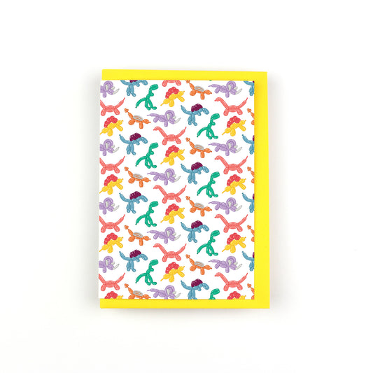 Balloon Animal Pattern Dinosaur Greeting Card