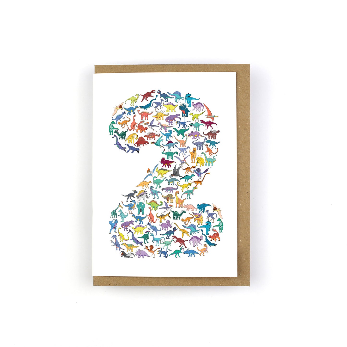 Number 02 Scatter Dinosaur Greeting Card