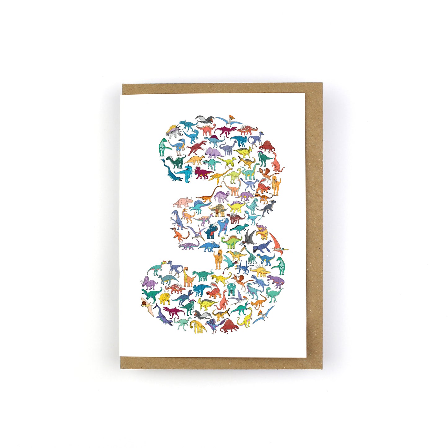 Number 03 Scatter Dinosaur Greeting Card