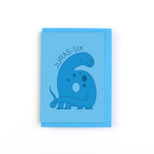 Juras-six Dinosaur Number Greeting Card