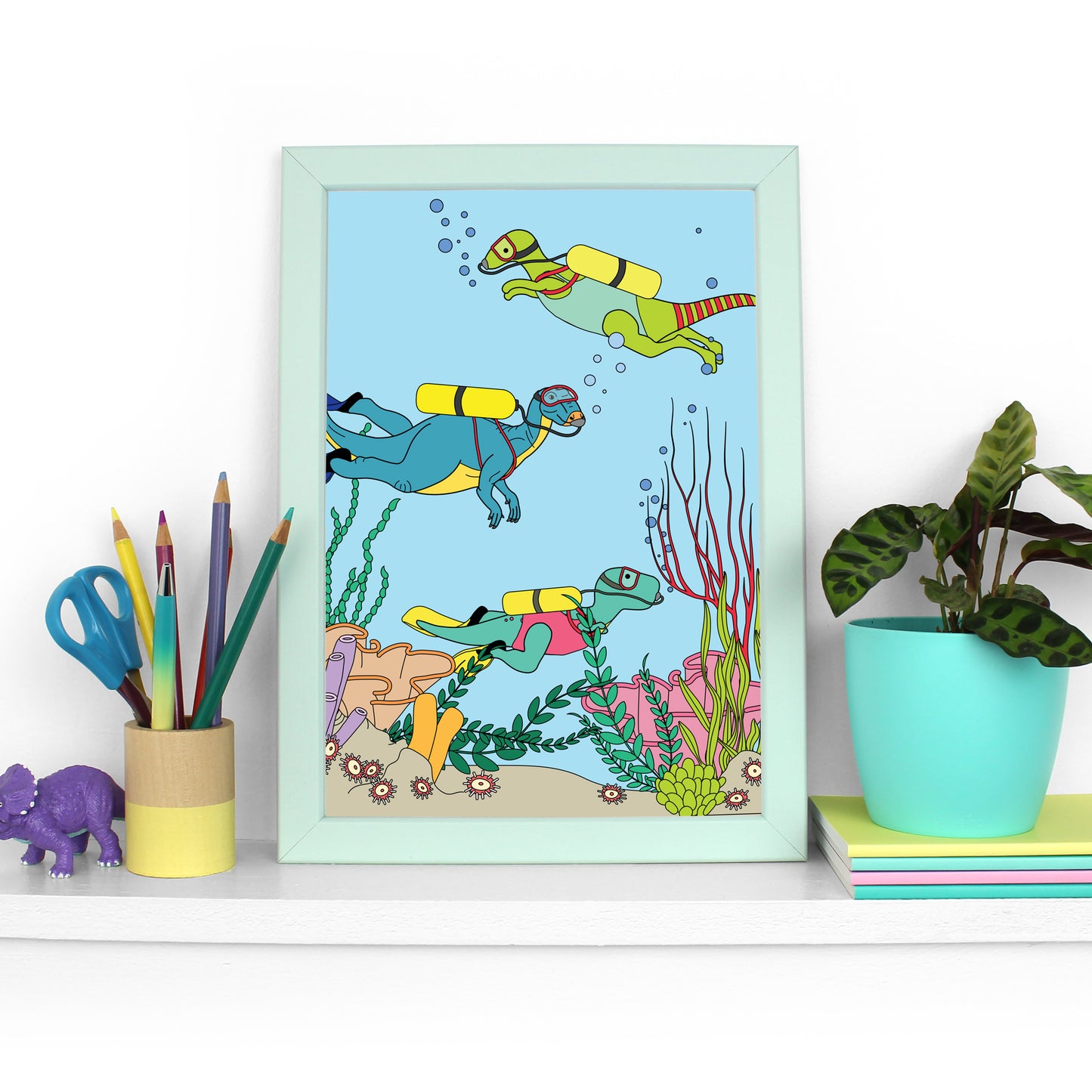 Dinosaur Under The Sea Poster Print