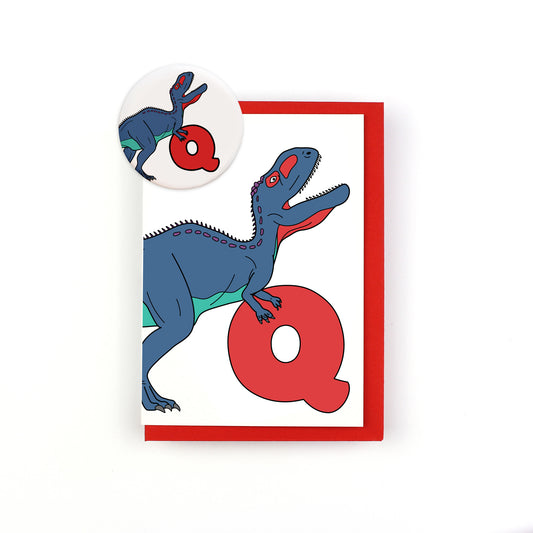 Dinosaur Alphabet Q Greeting Card