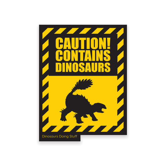 Caution Dinosaur Vinyl Sticker - Stegouros