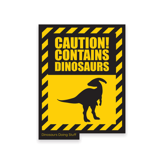 Caution Dinosaur Vinyl Sticker - Parasaurolophus