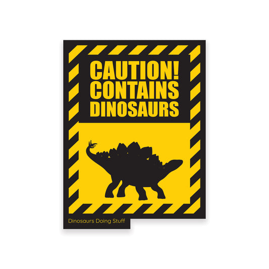 Caution Dinosaur Vinyl Sticker - Stegosaurus