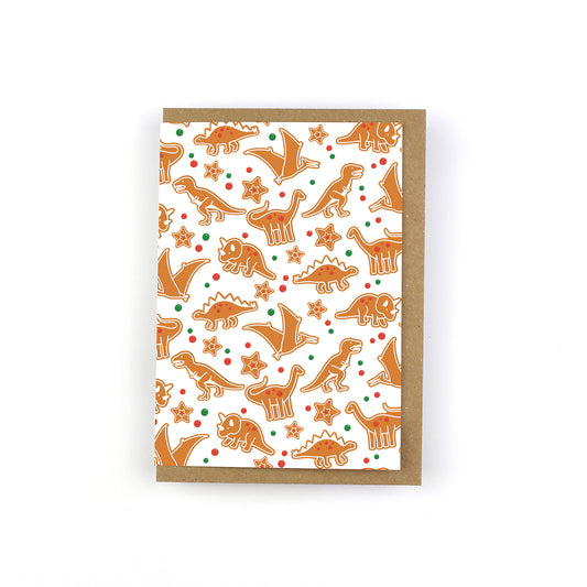 Gingerbread Dinosaur Christmas Greeting Card