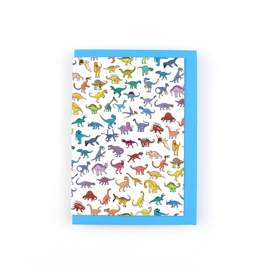 Rainbow Pattern Dinosaur Greeting Card