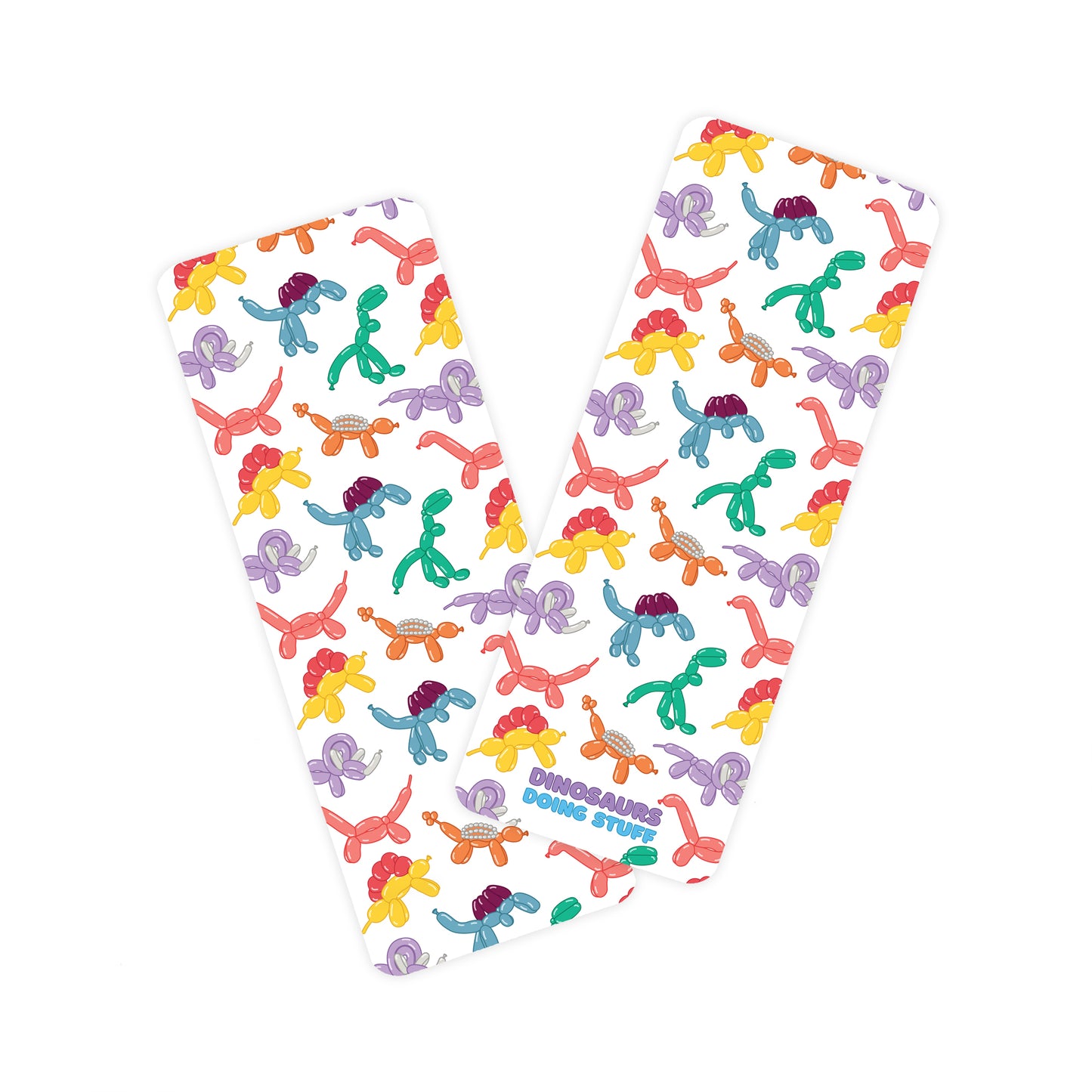 front and back of the Balloon Animal Dinosaur Bookmark