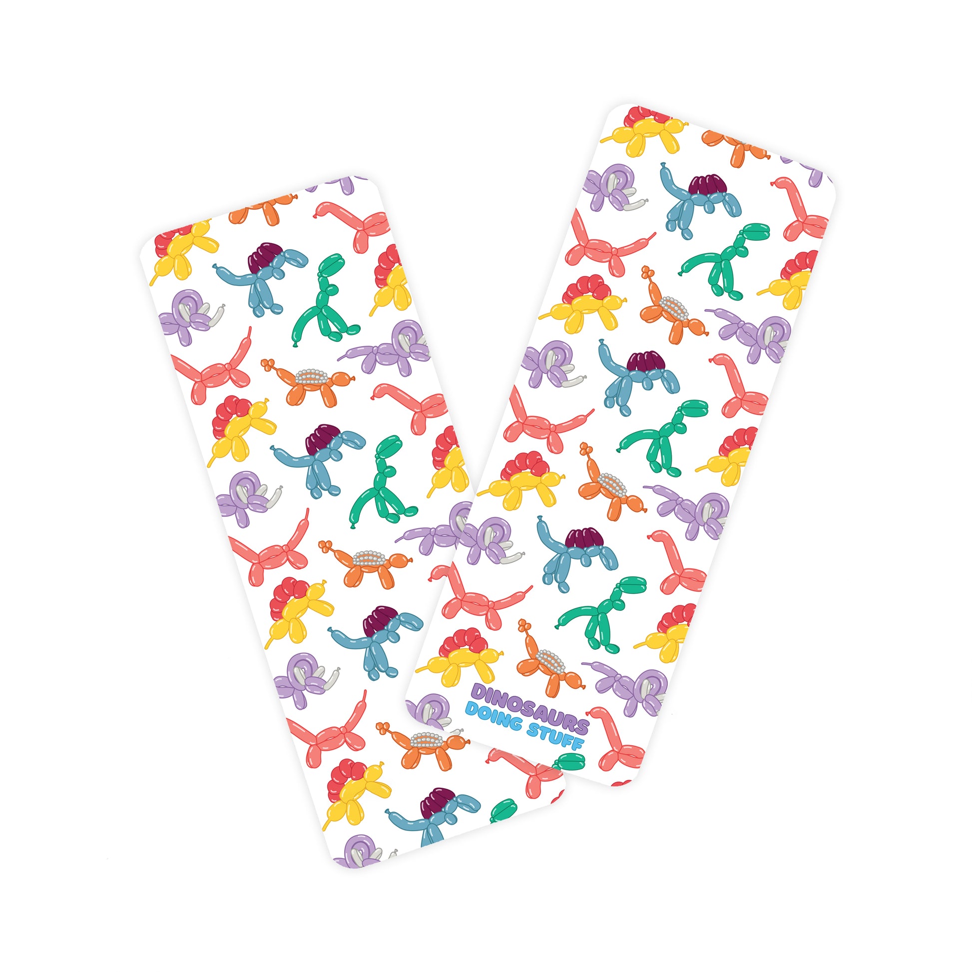 front and back of the Balloon Animal Dinosaur Bookmark