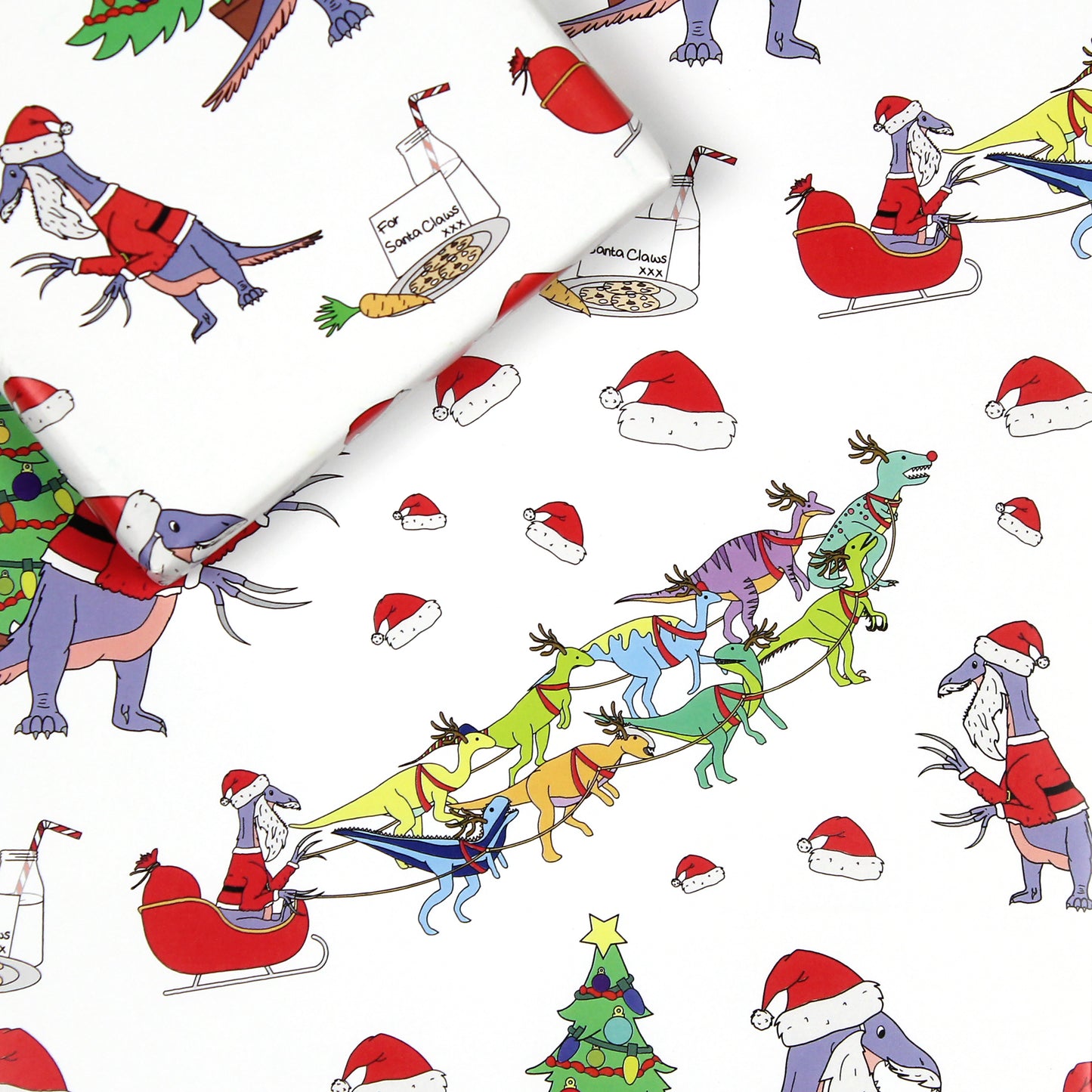 Santa Claws Dinosaur Christmas wrapping paper