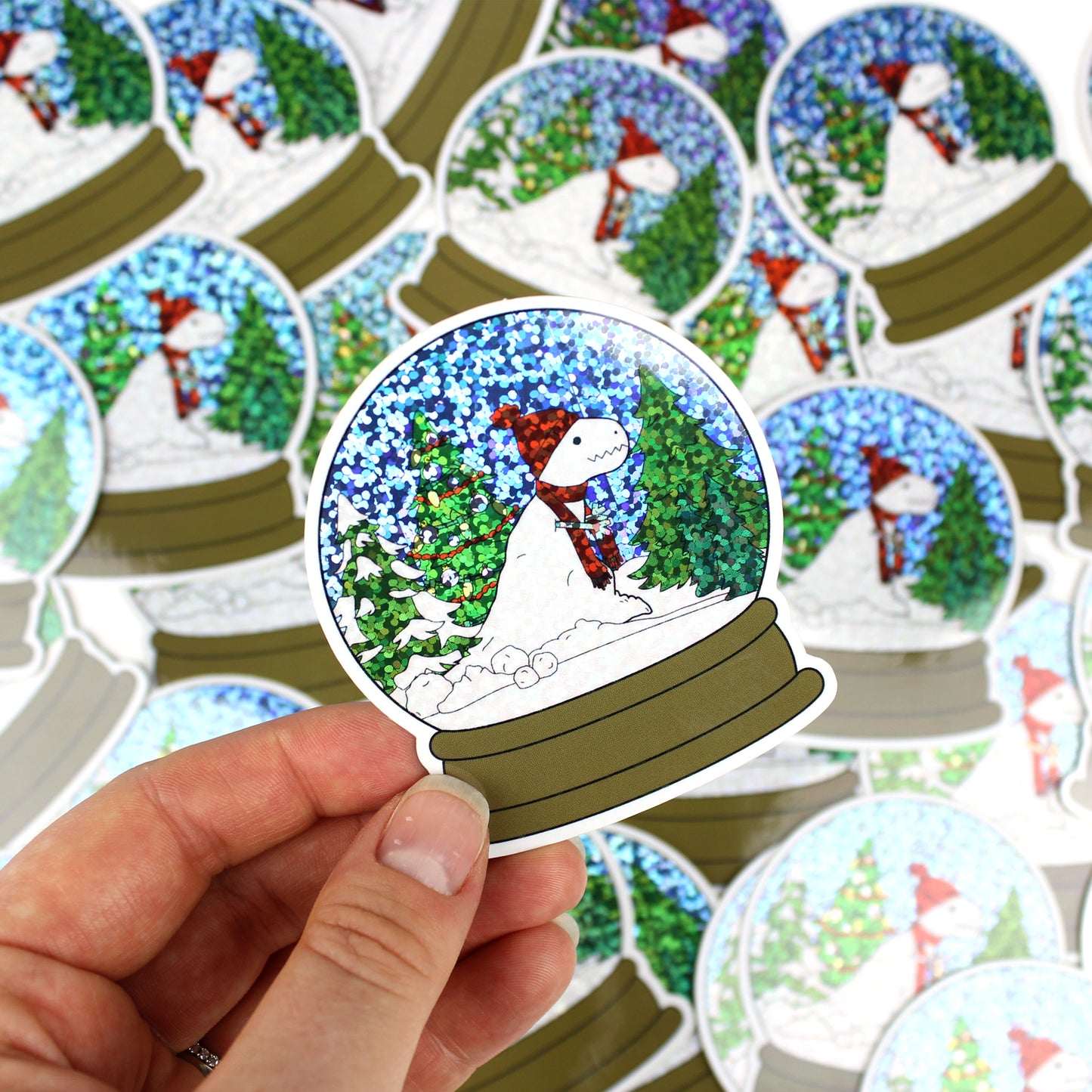 glitter snow globe sticker