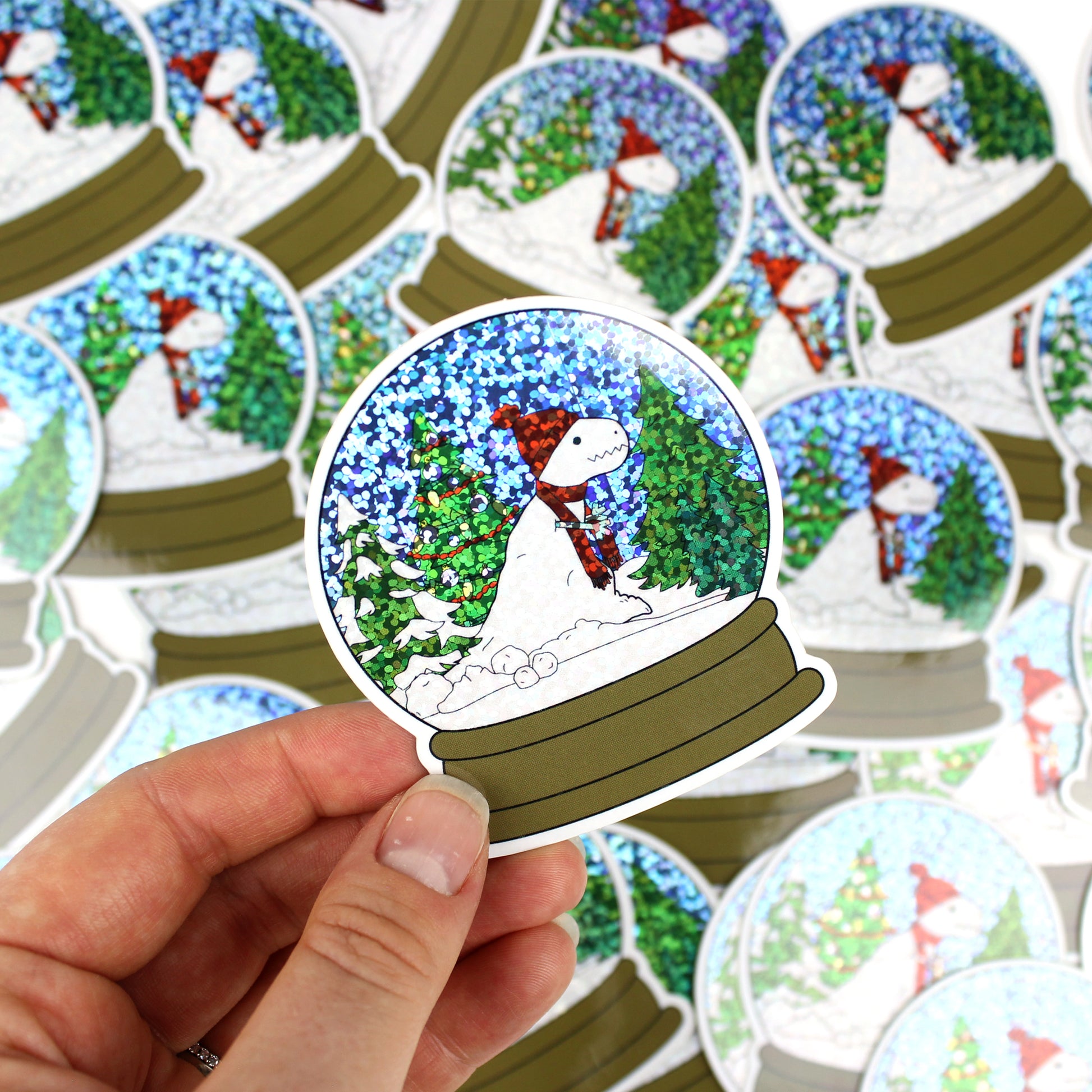 glitter snow globe sticker