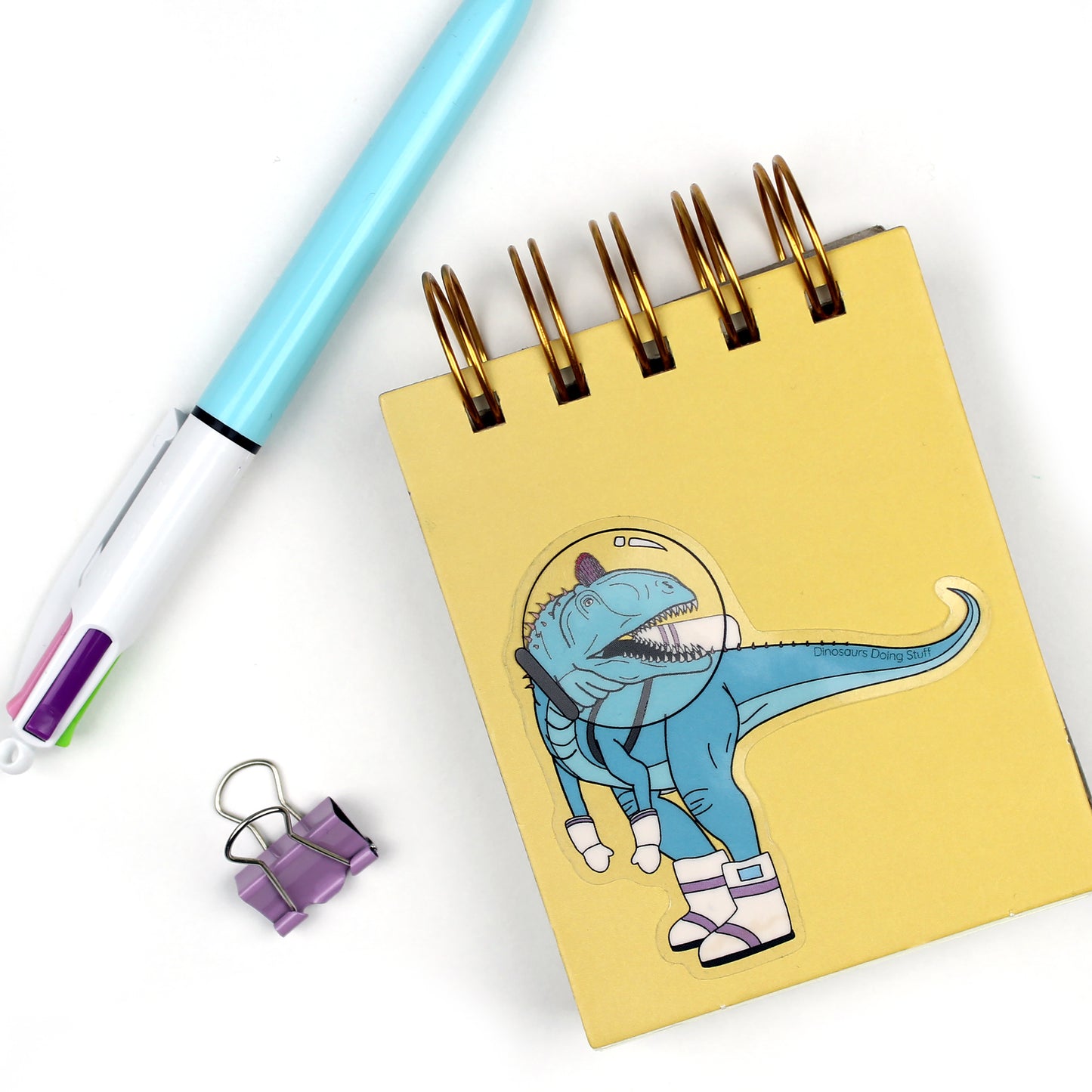 Astronaut Dinosaur Clear Vinyl Sticker - Cryolophosaurus