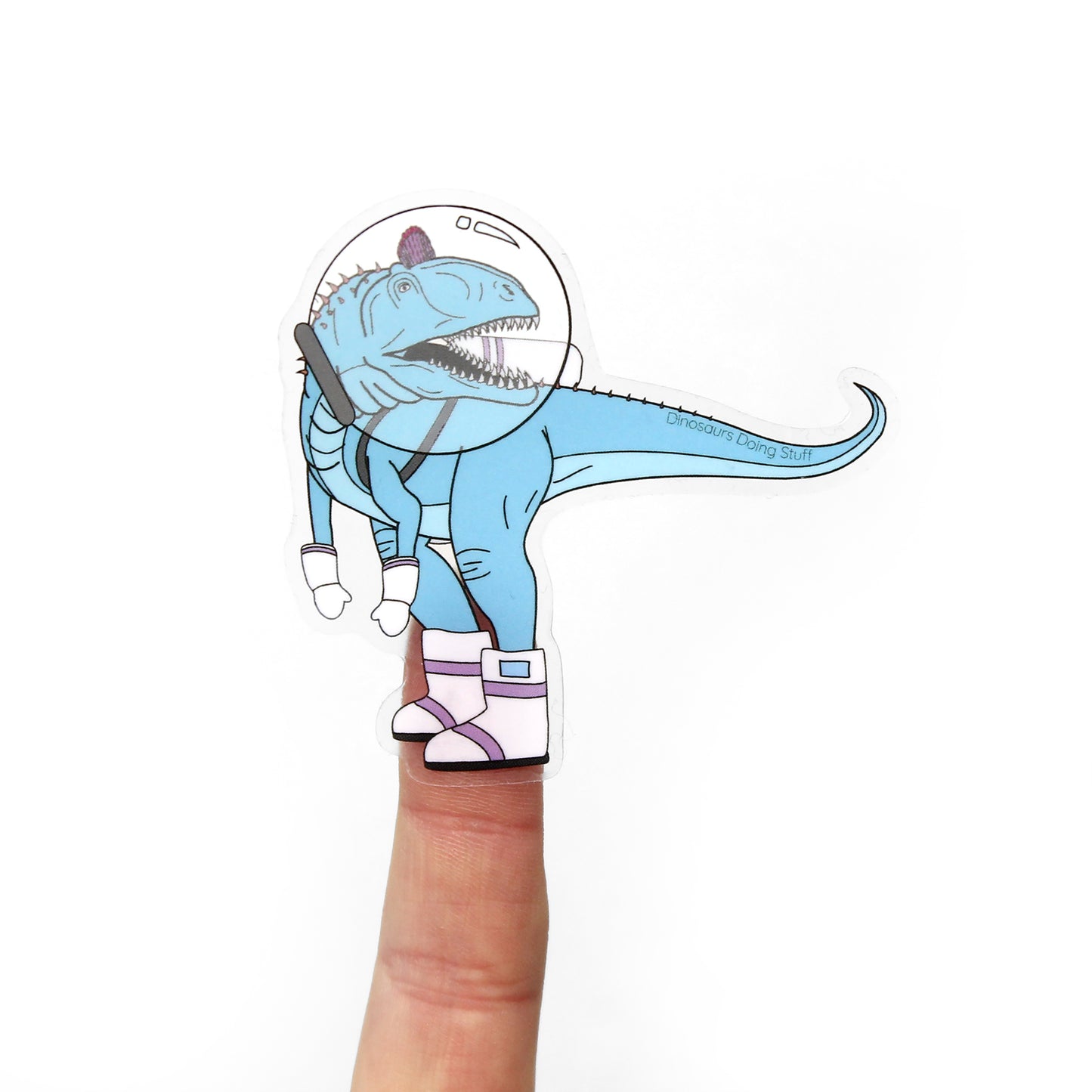 Astronaut Dinosaur Clear Vinyl Sticker - Cryolophosaurus