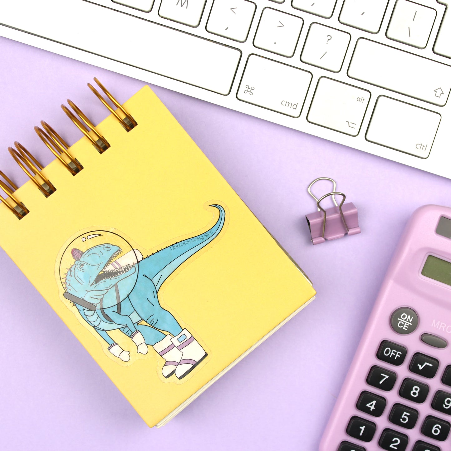 Astronaut Dinosaur Clear Vinyl Sticker - Cryolophosaurus
