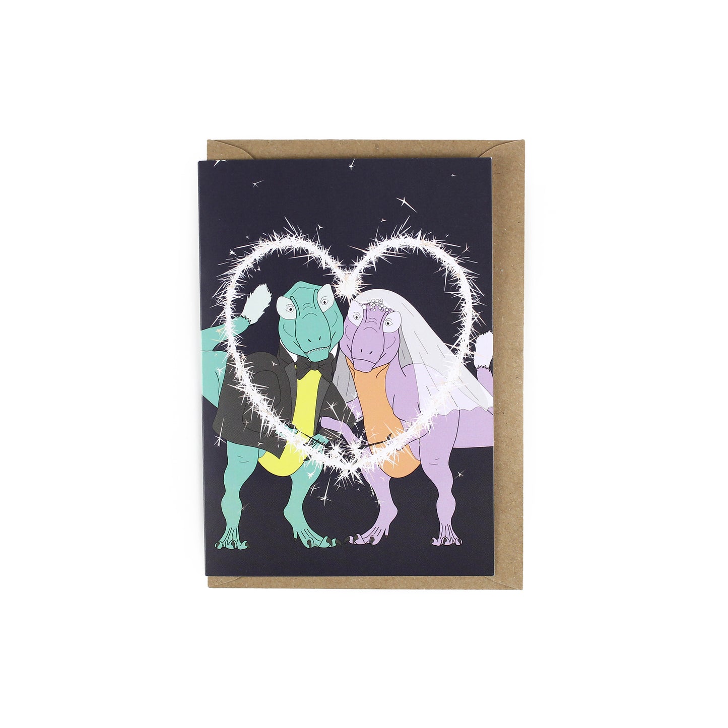 Dinosaur Wedding Sparklers Greeting Card