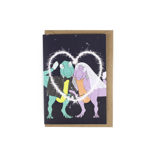 Dinosaur Wedding Sparklers Greeting Card