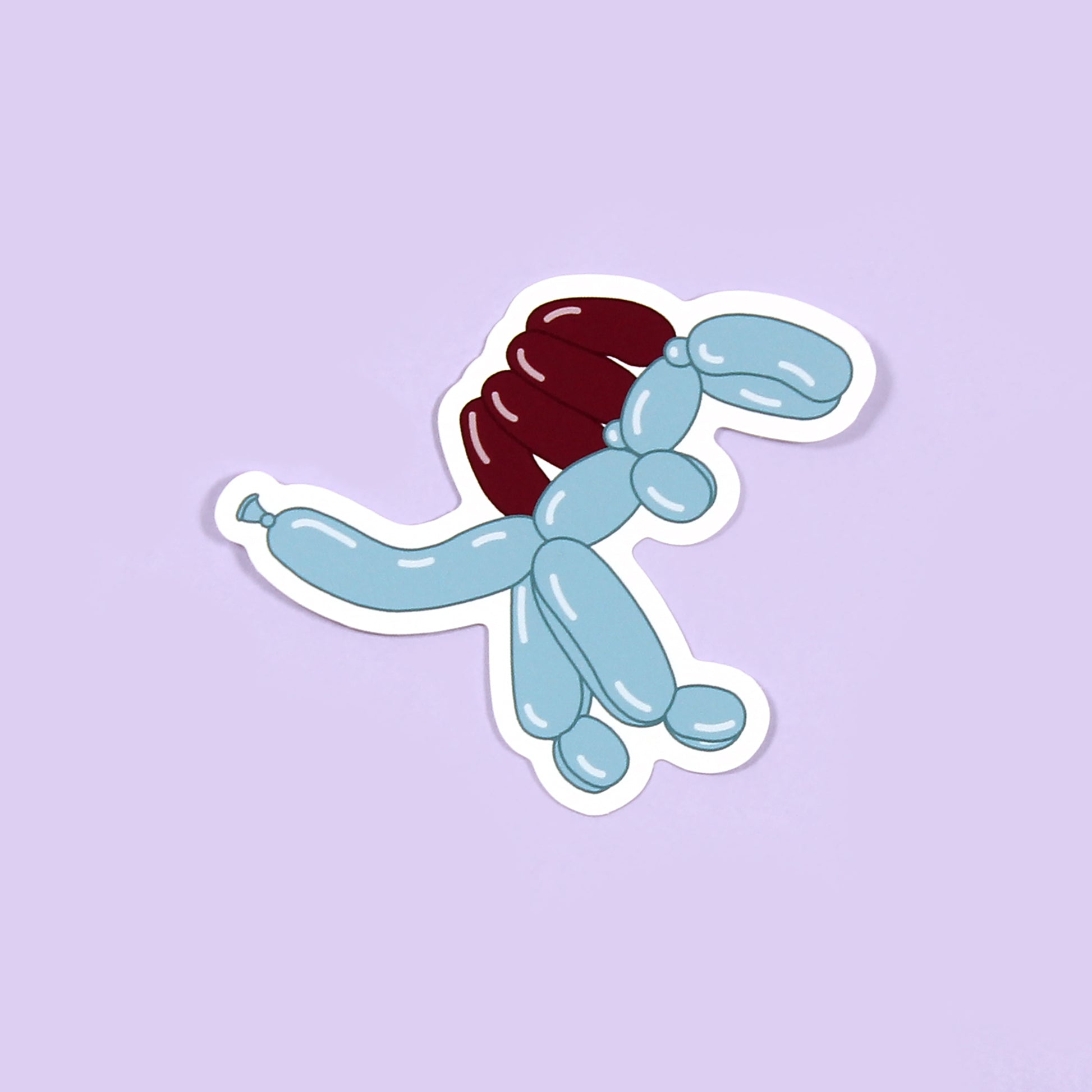 spinosaurus balloon dinosaur sticker on a purple background
