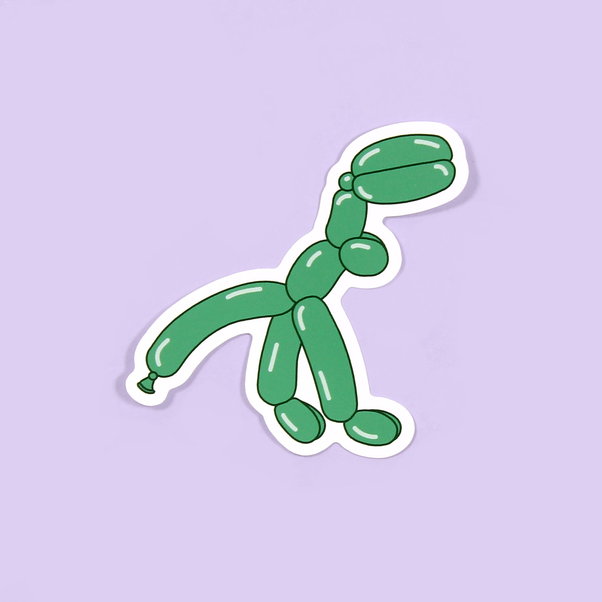 t-rex balloon dinosaur sticker on a purple background