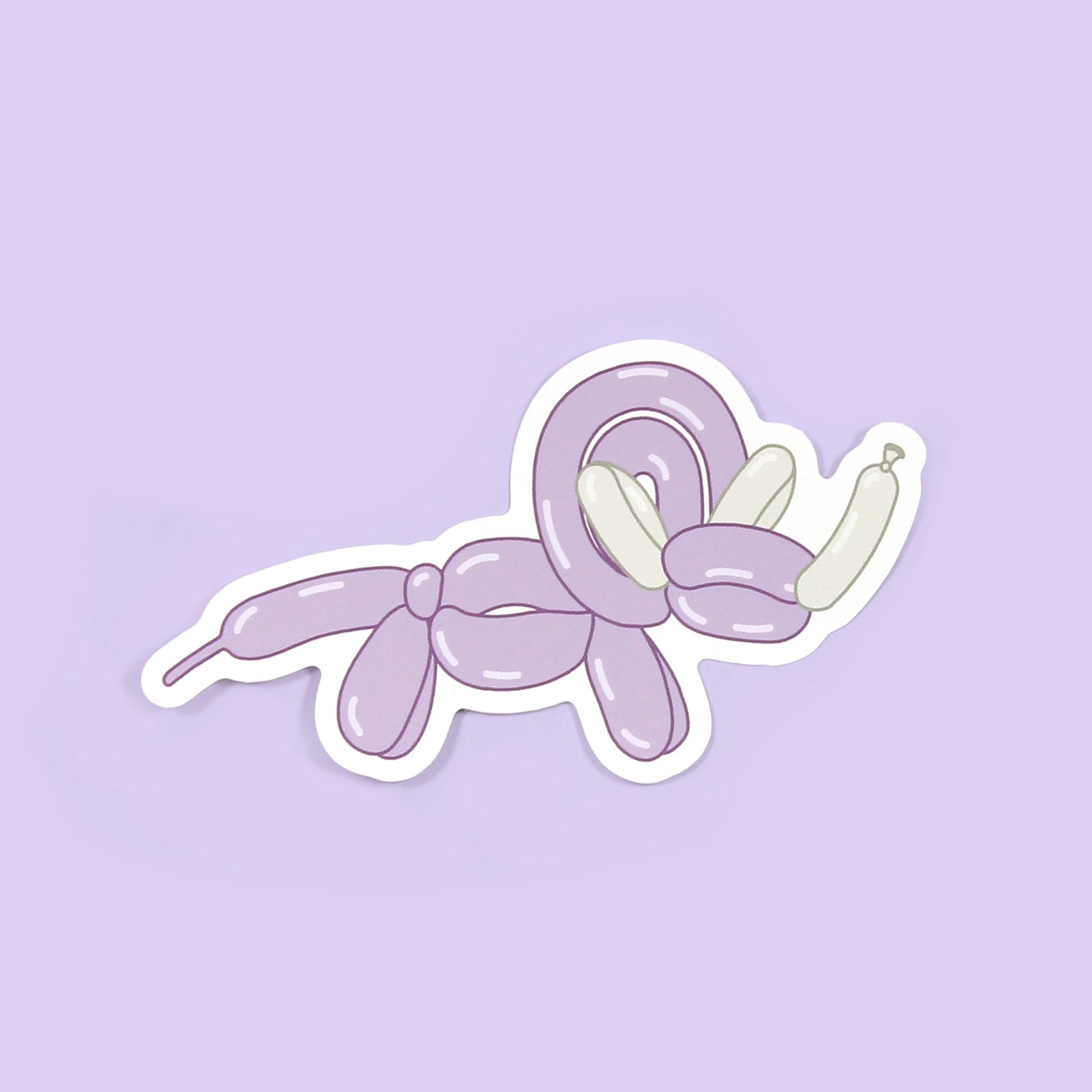 triceratops balloon dinosaur sticker on a purple background
