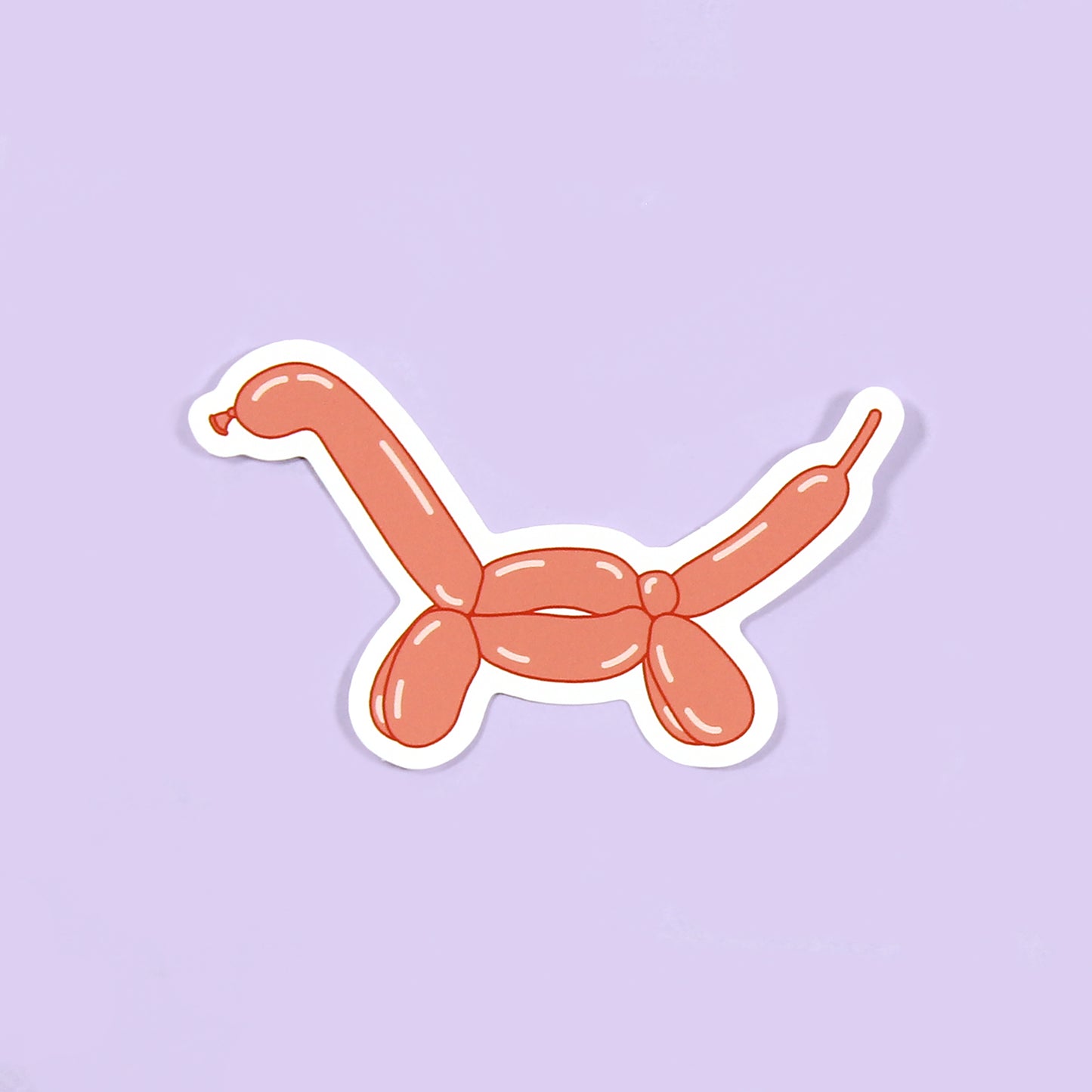pink brontosaurus balloon dinosaur sticker on a purple background