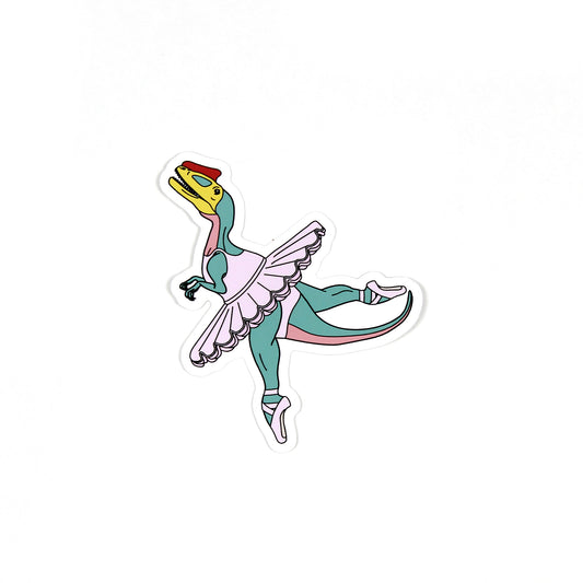 ballet dinosaur sticker on a white background