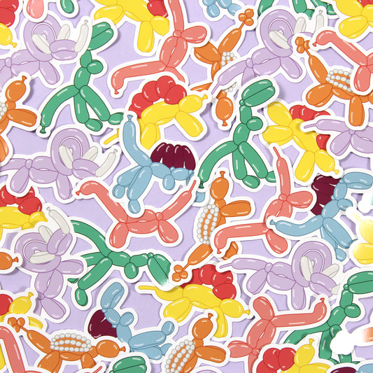 Scattered balloon dinosaur stickers