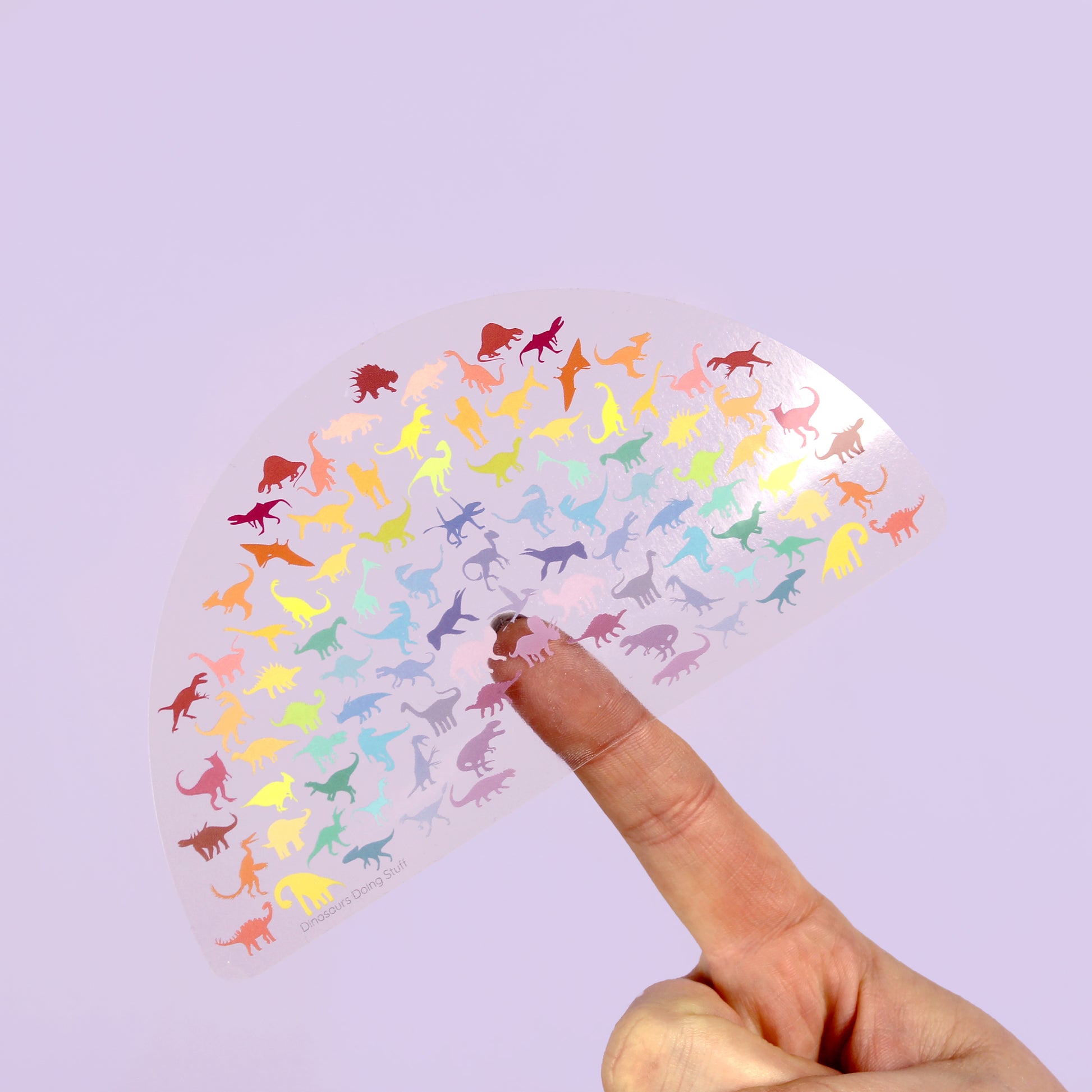 Dinosaur Clear Vinyl Sticker - Rainbow