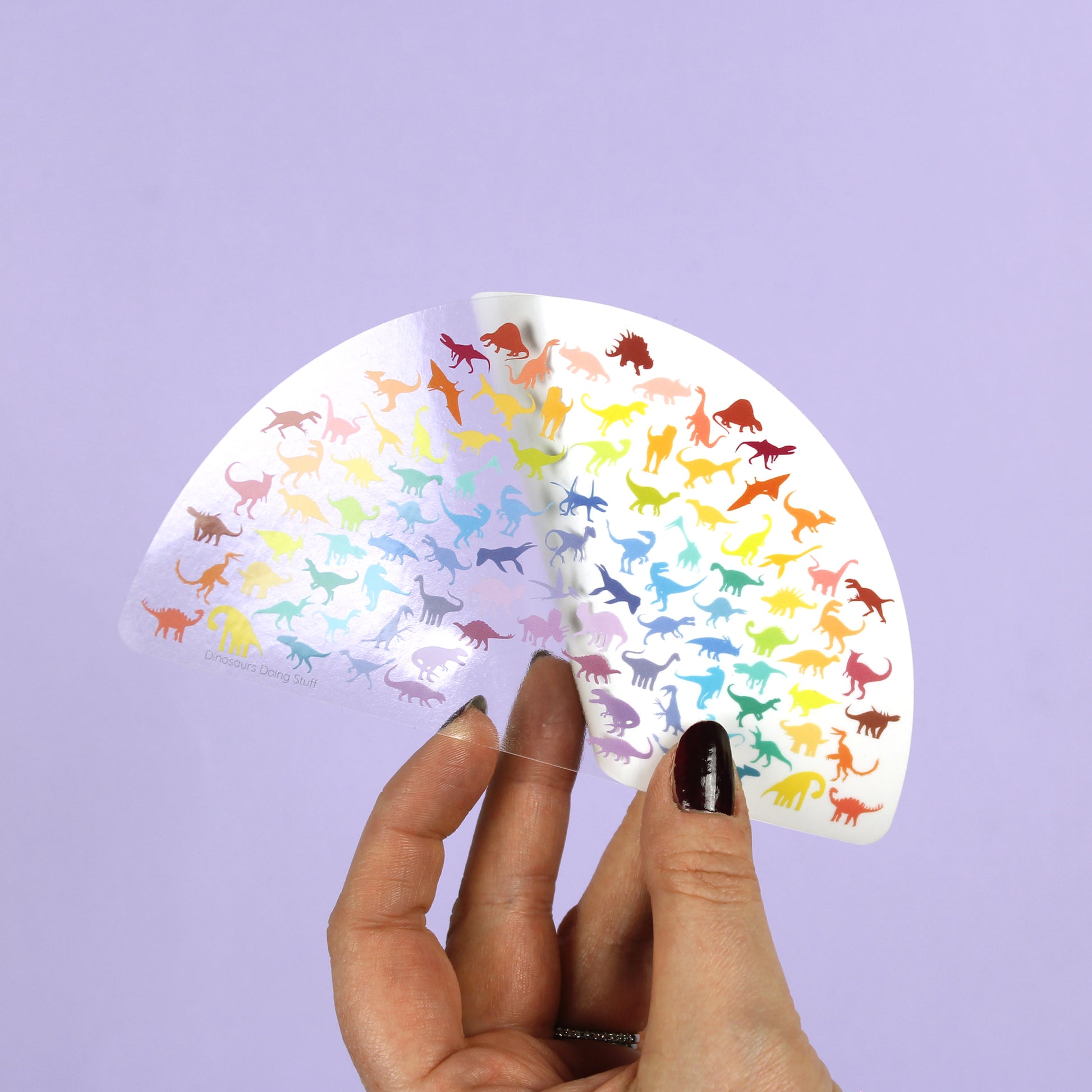 Dinosaur Clear Vinyl Sticker - Rainbow