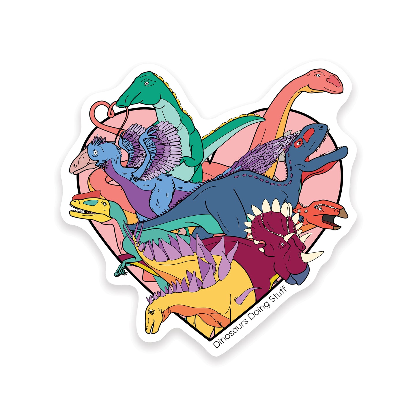 Heart Dinosaur Vinyl Sticker - Dinosaurs