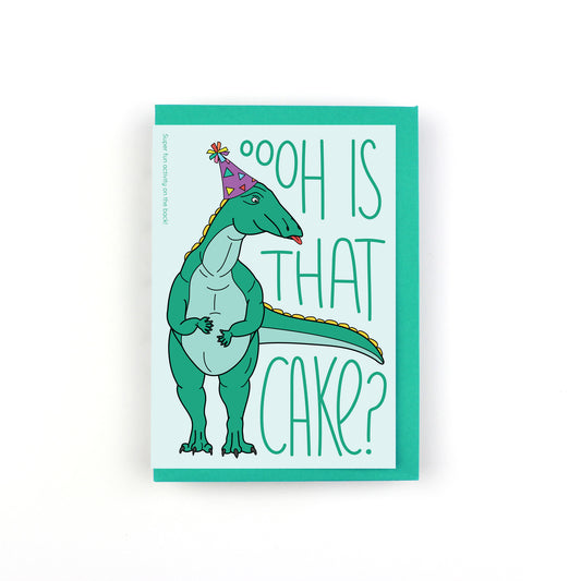 Oooh Is That Cake? Dinosaur Finger Puppet Greeting Card