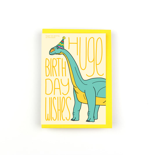 Huge Birthday Wishes Dinosaur Finger Puppet Greeting Card