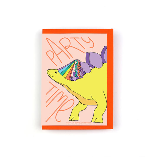 Party Time Dinosaur Finger Puppet Greeting Card