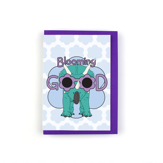 Blooming Good Glasses (Flower) Dinosaur Greeting Card