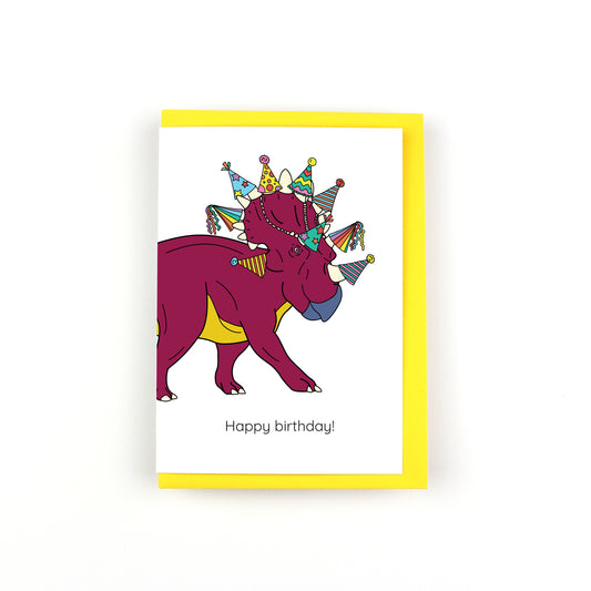 Party Hat Dinosaur Greeting Card V2