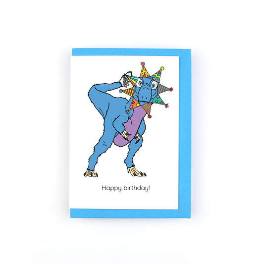 Party Hat Dinosaur Greeting Card V3