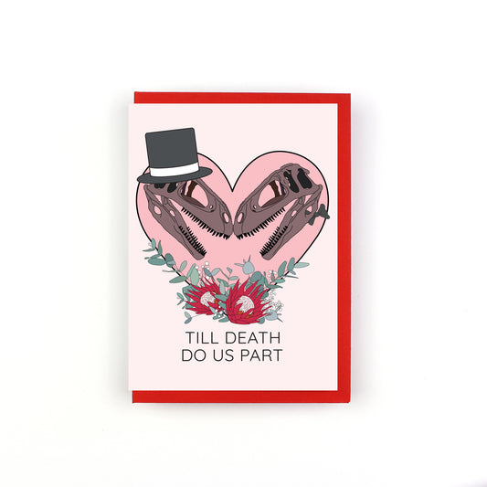 Till Death Do Us Part Dinosaur Wedding Greeting Card - Bride and Bride