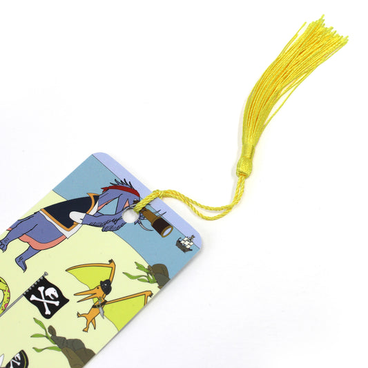 pirate bookmark with yellow tassel