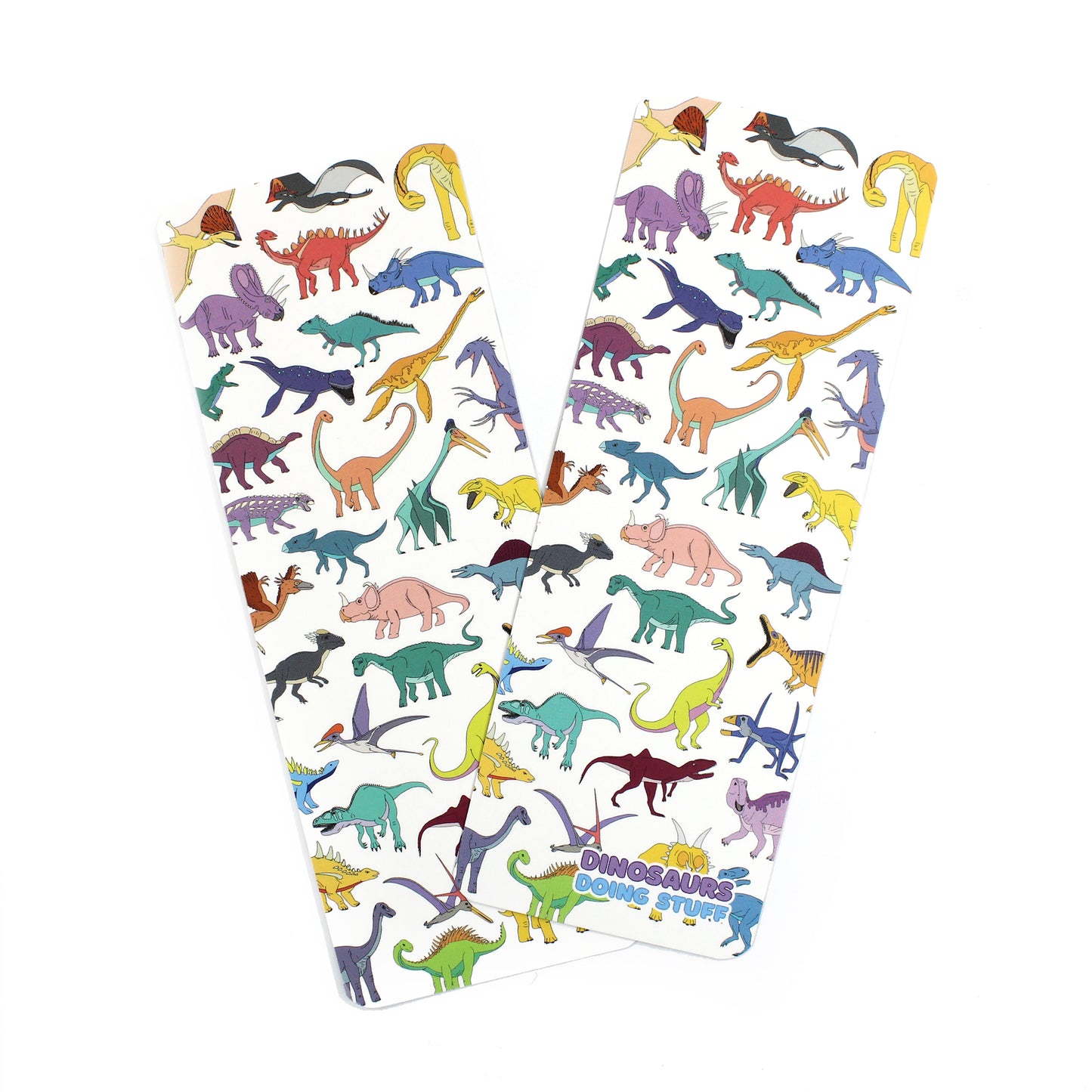 front and back of scatter dinosaur bookmark