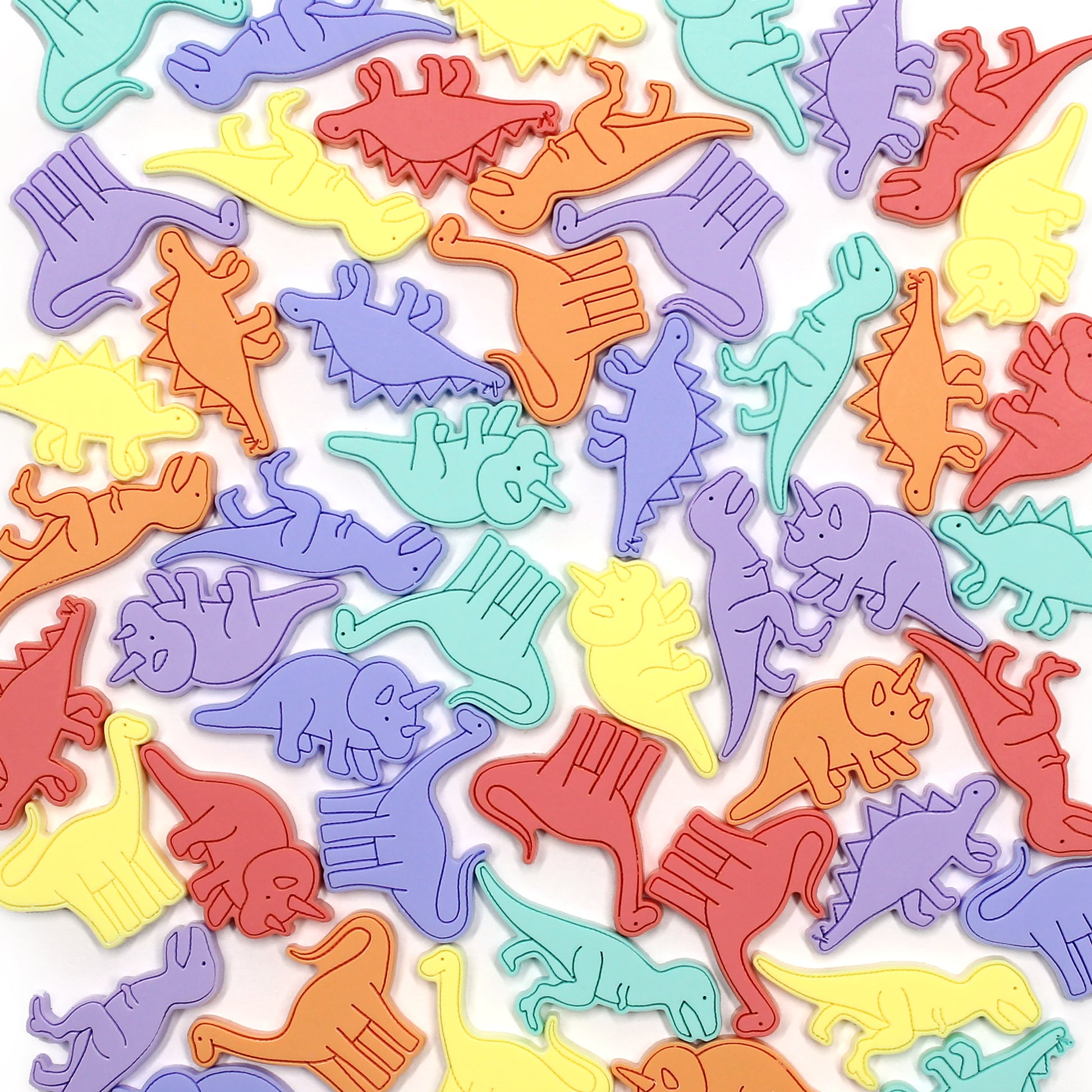 photo of the different dinosaurs available all scattered around