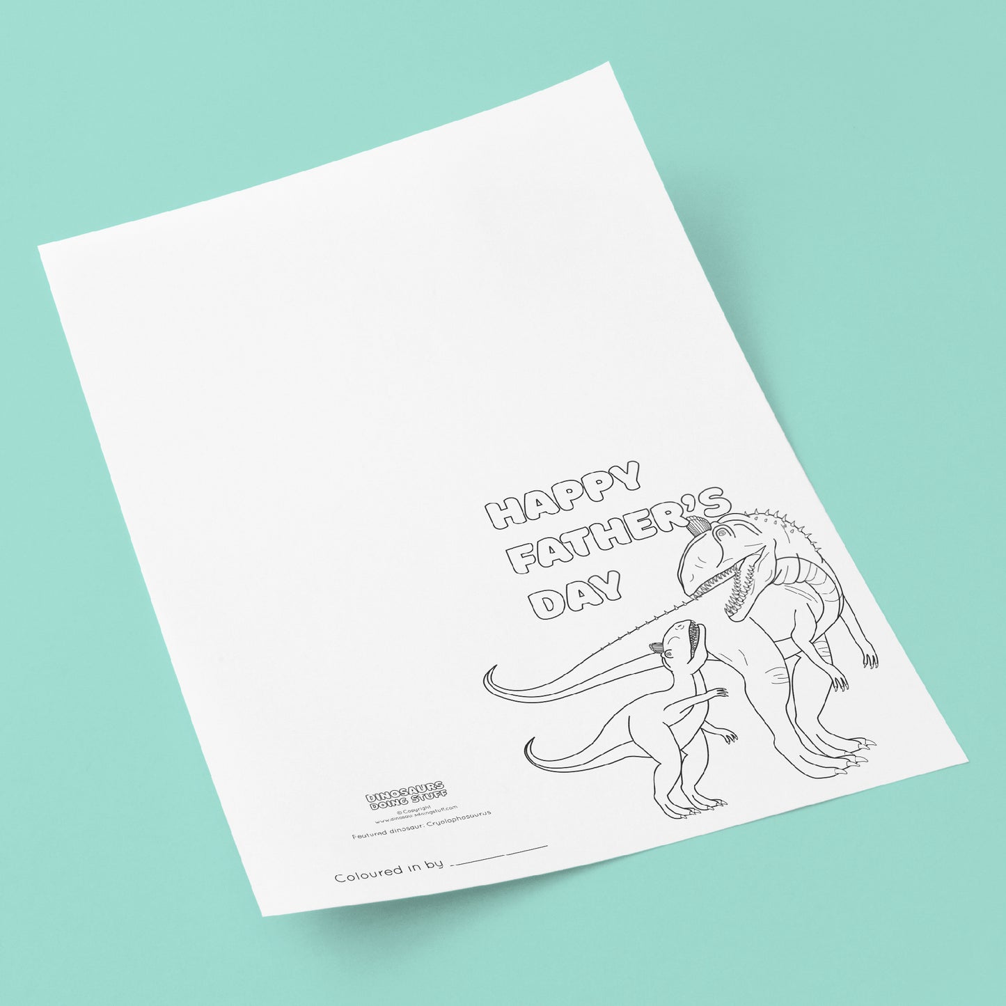 father's day dinosaur colouring in card