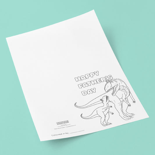 father's day dinosaur colouring in card