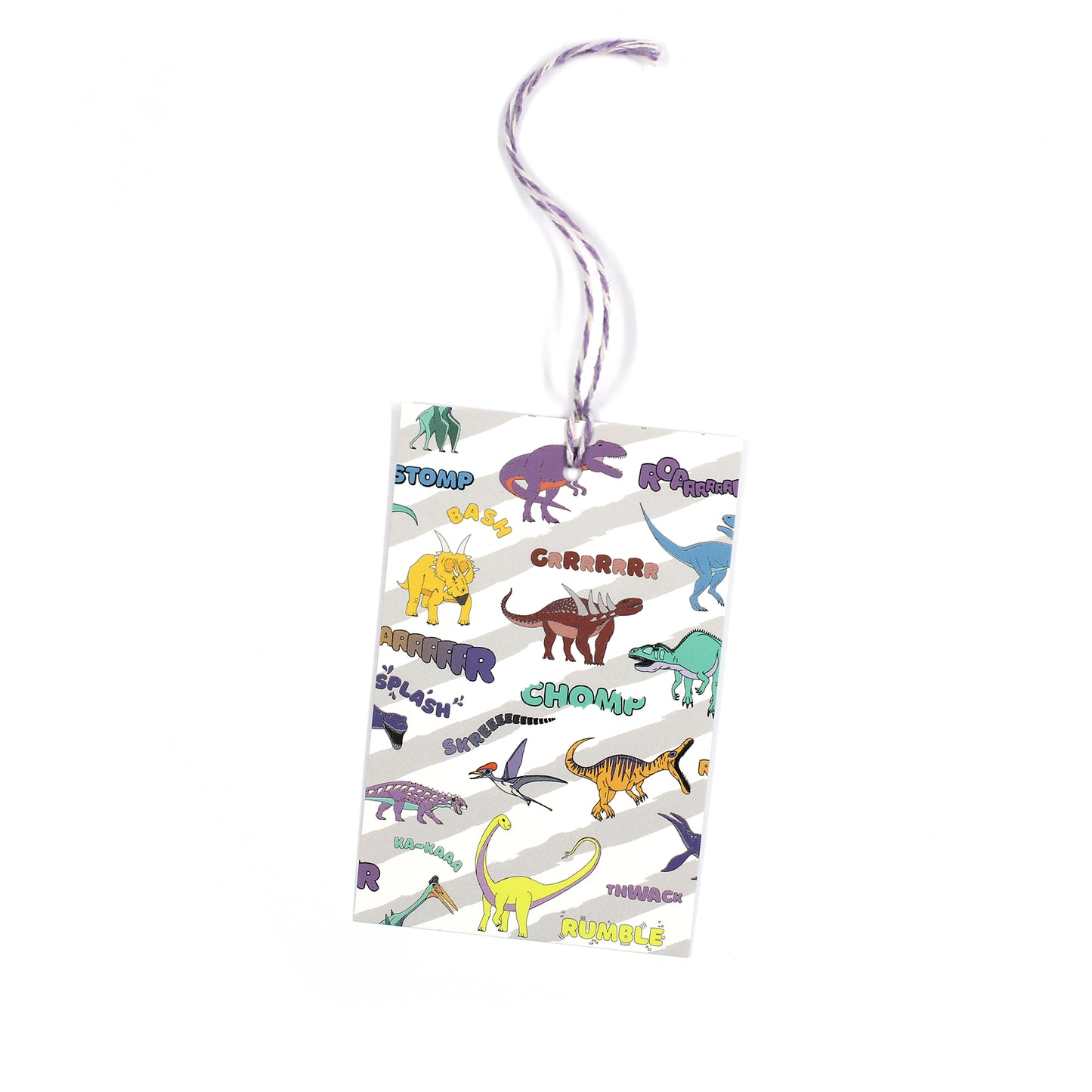 single dinosaurs words gift tag