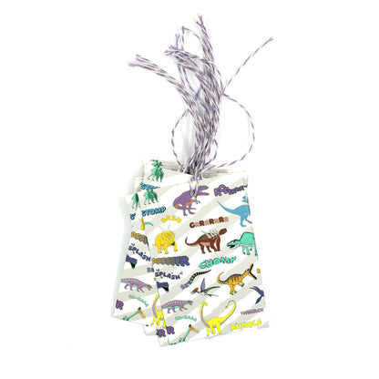 stack of dinosaur words gift tags