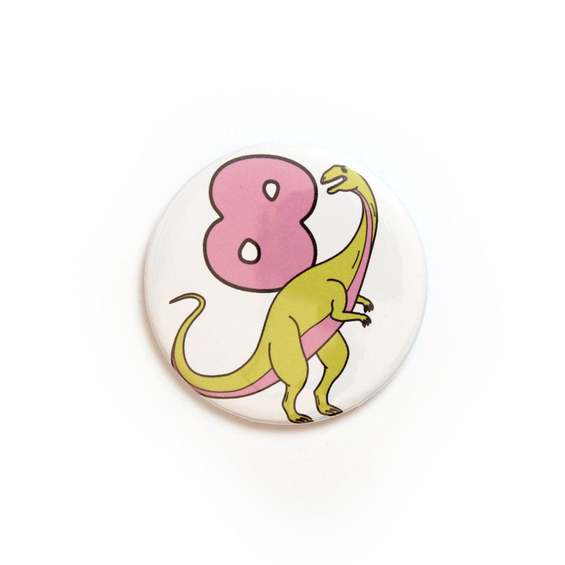 Number 8 Dinosaur Greetin badge