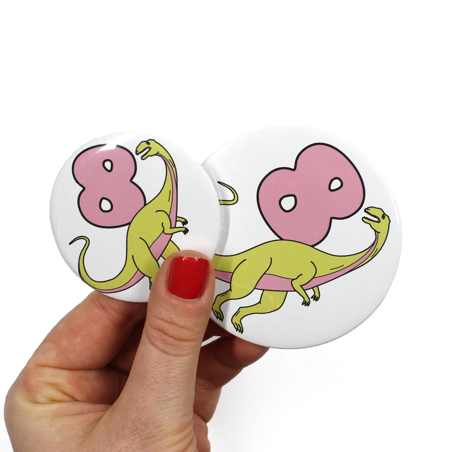 Number 8 Dinosaur Greeting badges